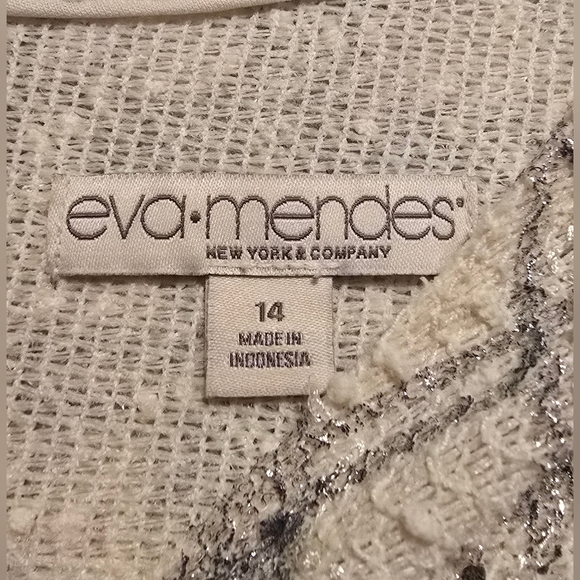 Eva Mendez for NY & Co Cropped Tweed Blouse with Sequin Finish sz 14 - Picture 4 of 5